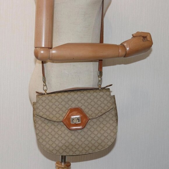CELINE Macadam Canvas Hand Bag 2way Beige Auth - Picture 1 of 16